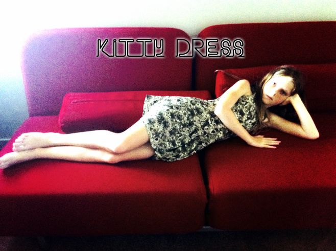 Kitty dress red couch