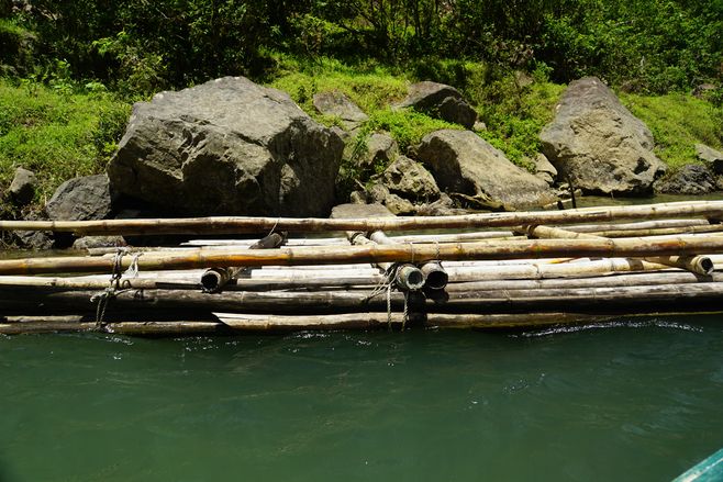 Bamboo rafts are what the tribes use to get around the river.